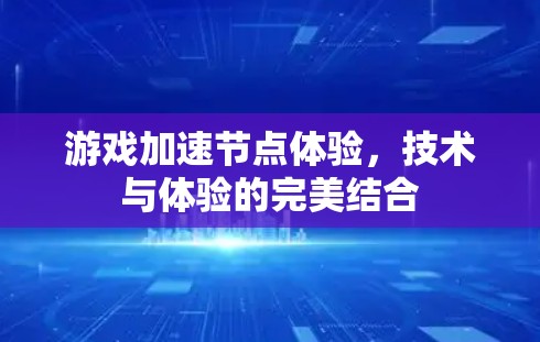 游戏加速节点体验，技术与体验的完美结合